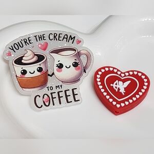 Love Acrylic Flatback Focal Bead Valentine Cream to Coffee Badge Keychain Magnet